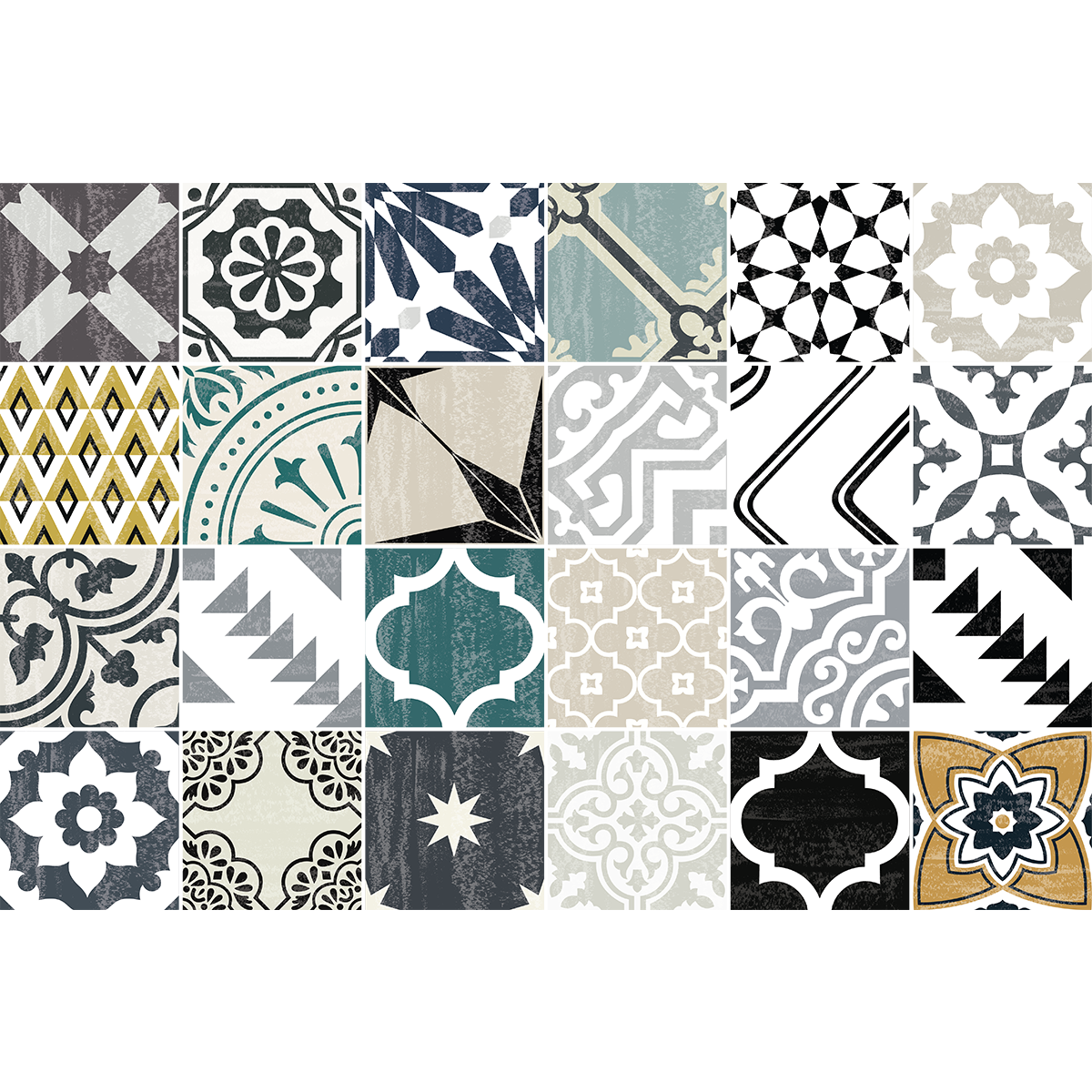 24 stickers carreaux de ciment authentiques danielita – STICKERS CUISINE - Stickers  Carrelages - Ambiance-sticker