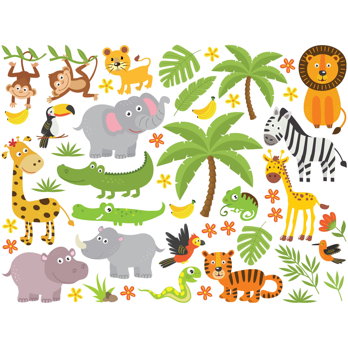 50 stickers animaux et plantes de la jungle – STICKERS ANIMAUX