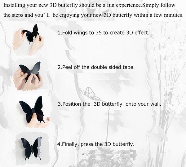 Stickers autocollant 18 papillons Noirs
