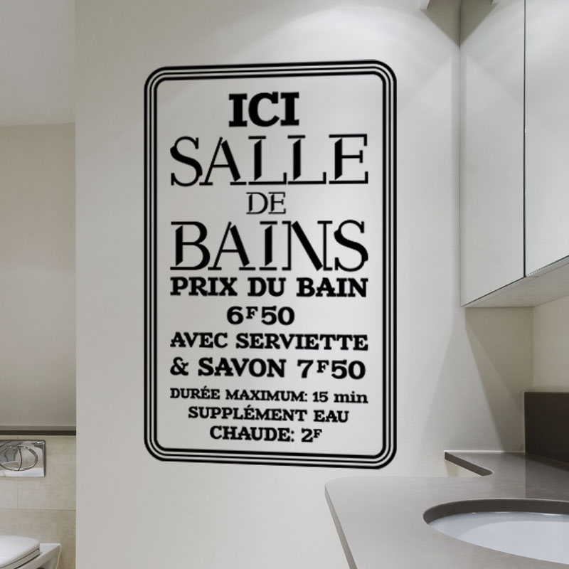 Sticker citation Ici salle de bain – Stickers STICKERS SALLE DE BAIN Mur  salle de bain - Ambiance-sticker