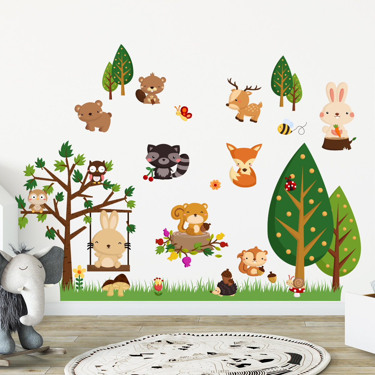 Wall Decal The Animals Of The Forest Wall Decals Wall Decal Nature Trees Ambiance Sticker