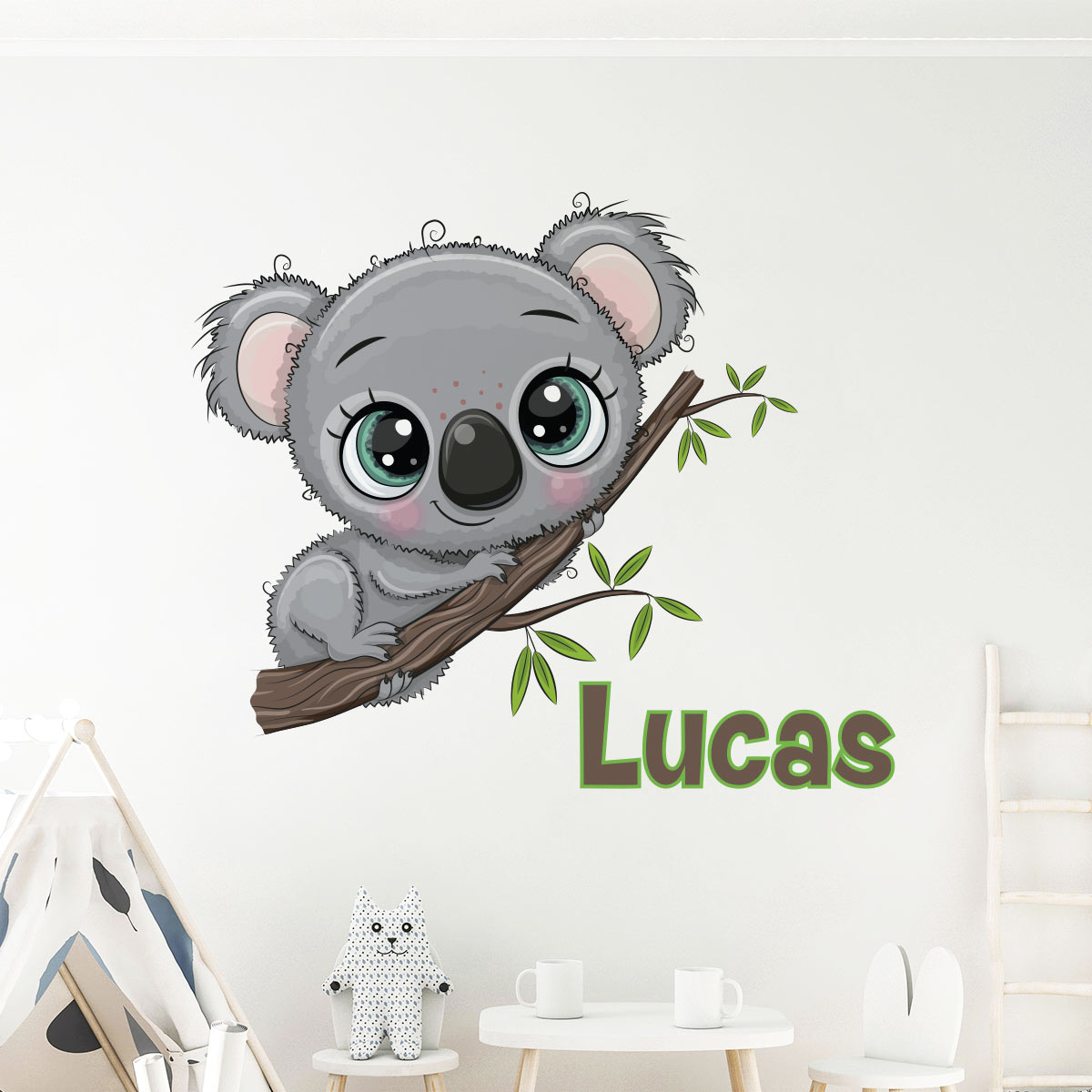 Affiche chambre bébé famille koalas