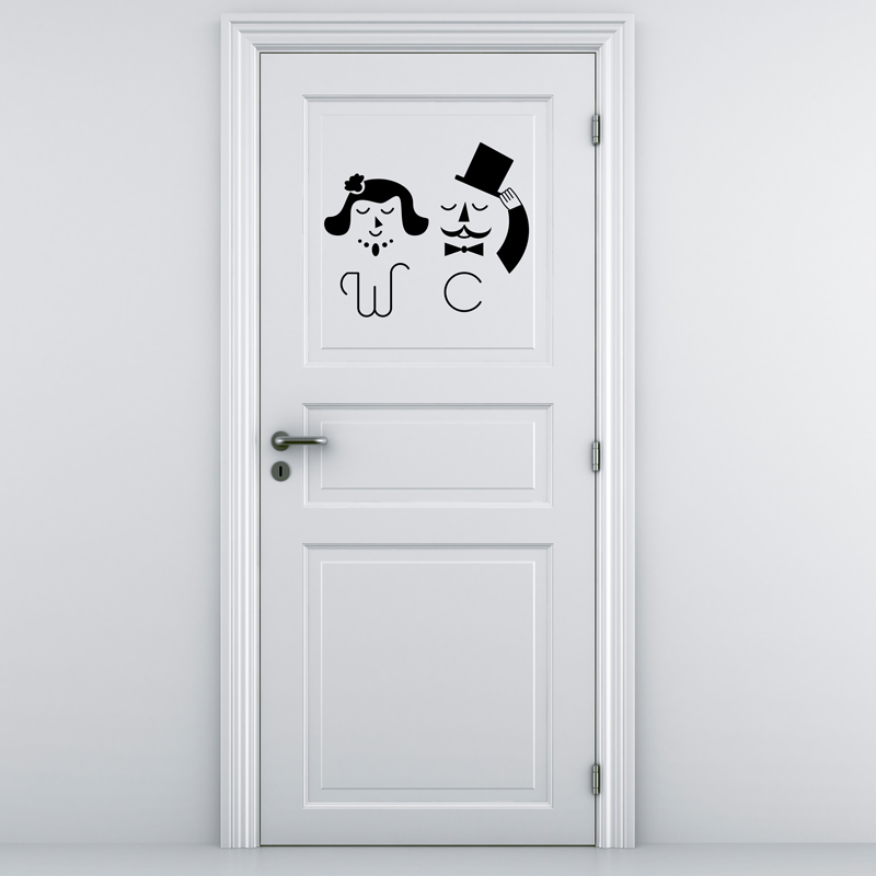 De gasten eiland Lot Mursticker deur WC Vrouw / man grappige – Muurstickers MUURSTICKER  TOILETTEN Gate - Ambiance-sticker