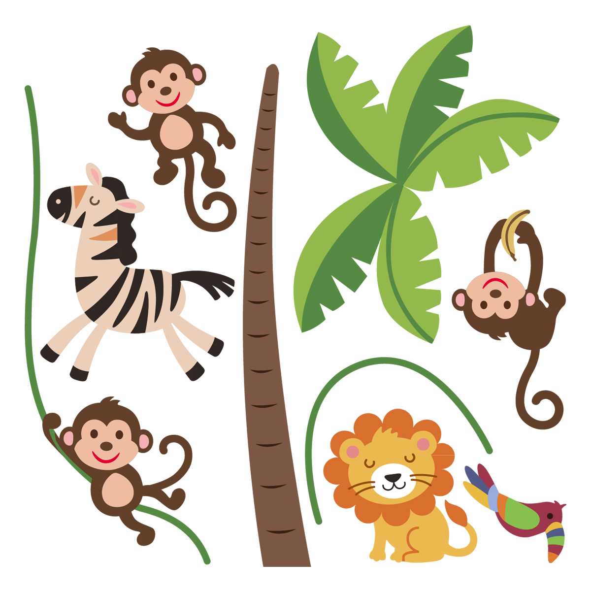 Stickers animaux de la jungle - Stickers Muraux Enfant