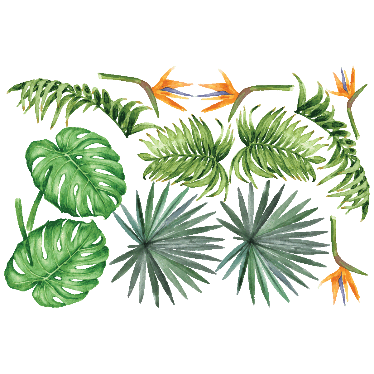FLAMINGO - Stickers muraux - Plantes verts et pois