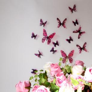 Mariposa Rosa 3D - mariposas 18 pegatinas realista 3D