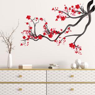 Sticker branche de cerisier japonais aquarelle