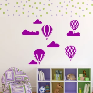 Sticker nuages et les 4 montgolfière