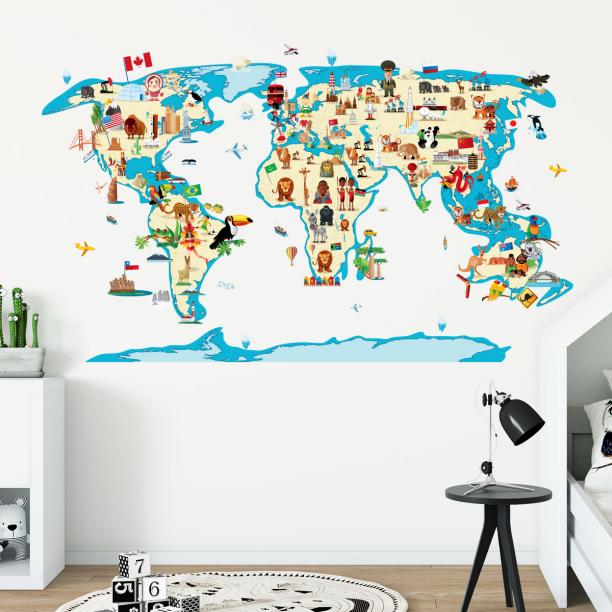 Sticker Carte du Monde Voyage et Contour