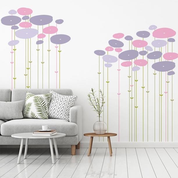 Sticker Mural Fleur Vues 3D champ de coquelicots au printemps