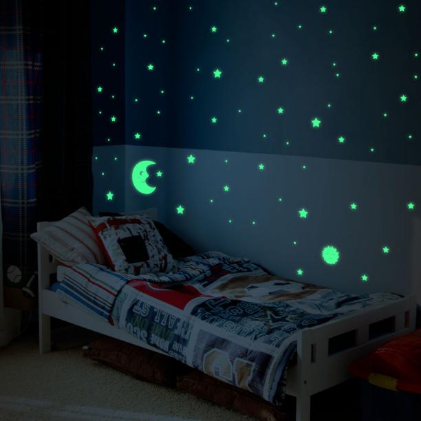 Ambiance Sticker Adhésifs Phosphorescent Autocollant Lumineux | Voie Lactée  et Planètes Fluorescente pour Chambre d'enfants | 390 étoiles et planètes